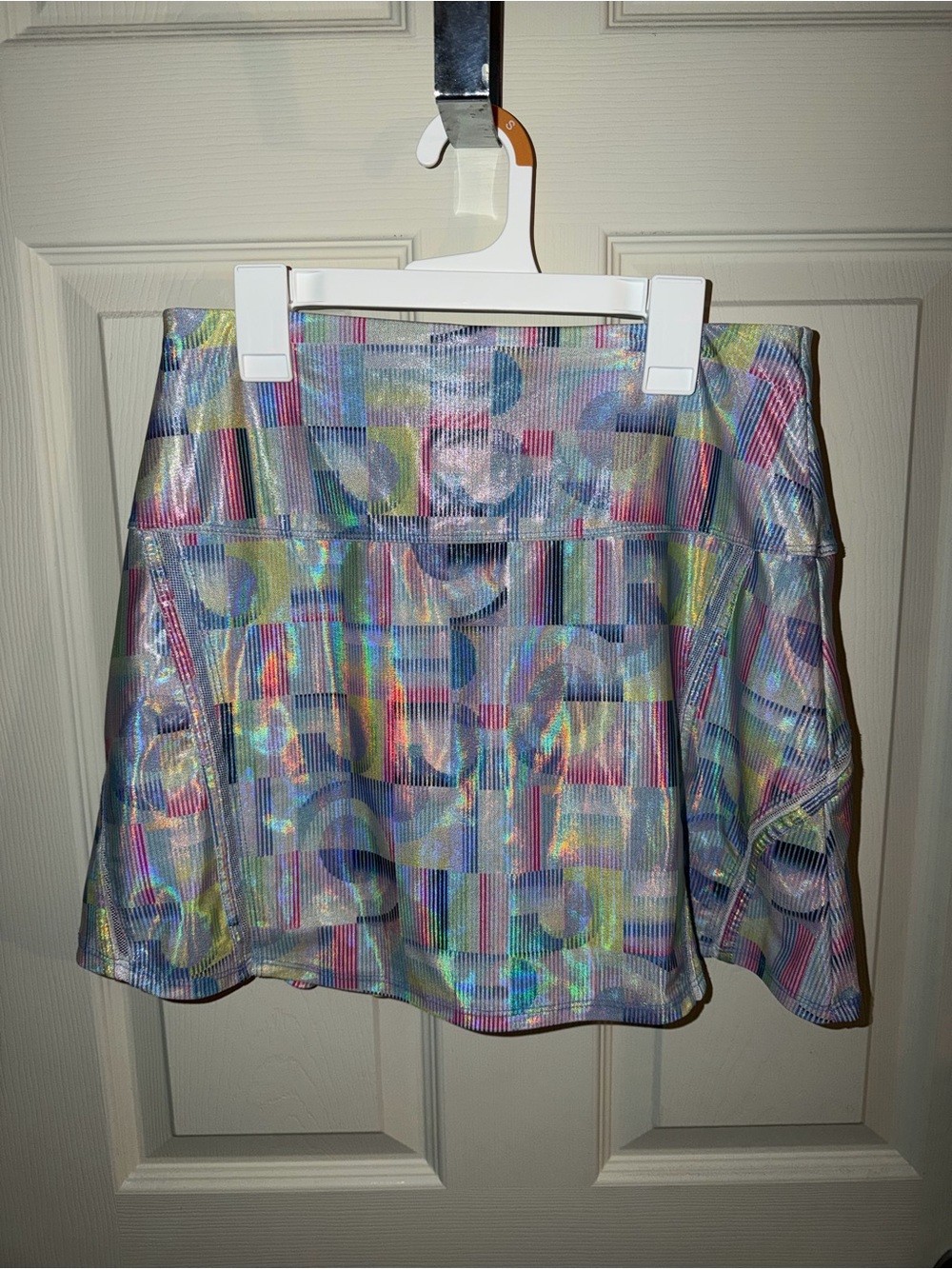 Lucky in Love Blue Multicolor Holographic Waistband Active Skort